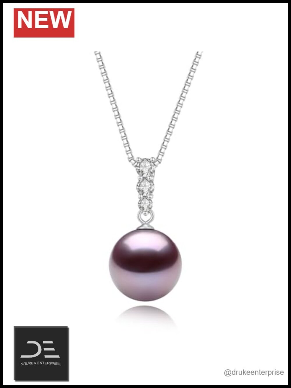 Freshwater Cultured Pearl Pendant Necklace 12-13mm 925 Sterling Silver Box